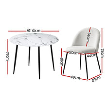 Load image into Gallery viewer, 1 Artiss Dining Table and 4 Chairs Set Marble White