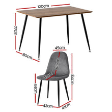 Load image into Gallery viewer, 1 Artiss Dining Table and 4 Chairs Set Grey Metal