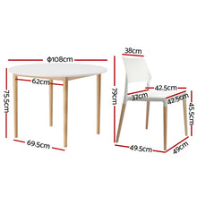 Load image into Gallery viewer, 1 Artiss Dining Table and 4 Chairs Set White Wood