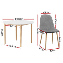 Load image into Gallery viewer, 1 Artiss Dining Table and 4 Chairs Set White Grey