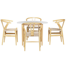 Load image into Gallery viewer, 1 Artiss Dining Table and 4 Chairs Set Wishbone Wood