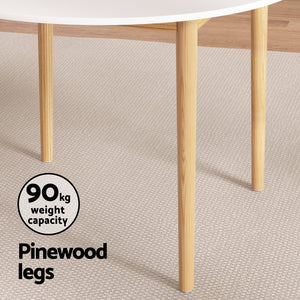 1 Artiss Dining Table and 4 Chairs Set Wishbone Wood