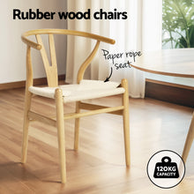 Load image into Gallery viewer, 1 Artiss Dining Table and 4 Chairs Set Wishbone Wood