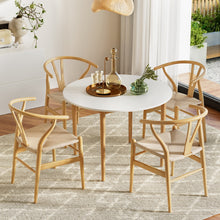 Load image into Gallery viewer, 1 Artiss Dining Table and 4 Chairs Set Wishbone Wood