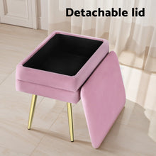 Load image into Gallery viewer, Ottoman Storage Foot Stool Velvet Pink