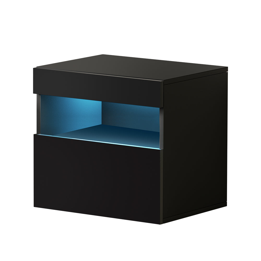 Artiss Bedside Table LED - HERES Black