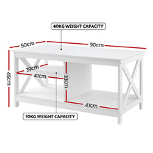 Load image into Gallery viewer, Artiss Coffee Table Storage Shelf White