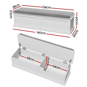 Storage Ottoman Blanket Box 140cm Fluted Grey