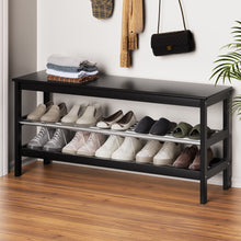 Load image into Gallery viewer, Artiss Shoe Rack Cabinet Bamboo Bench 10 Paris Black