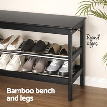 Load image into Gallery viewer, Artiss Shoe Rack Cabinet Bamboo Bench 10 Paris Black