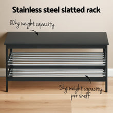 Load image into Gallery viewer, Artiss Shoe Rack Cabinet Bamboo Bench 10 Paris Black