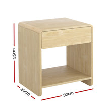 Load image into Gallery viewer, Bedside Table Drawer Open Shelf Pine