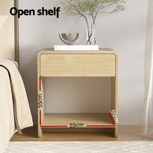 Load image into Gallery viewer, Bedside Table Drawer Open Shelf Pine