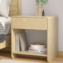 Load image into Gallery viewer, Bedside Table Drawer Open Shelf Pine