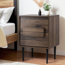 Load image into Gallery viewer, Bedside Table Nightstand 2 Drawers - Walnut