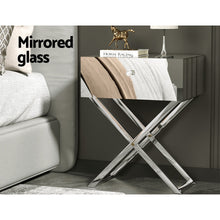 Load image into Gallery viewer, Mirrored Bedside Table Drawers Side Table Storage Nightstand Silver MOCO