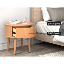 Load image into Gallery viewer, Bedside Table Drawers Curved Side End Table Storage Nightstand Oak ENZO