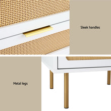 Load image into Gallery viewer, Artiss Rattan Bedside Table 2 Drawers Pine