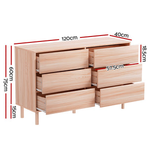 6 Chest of Drawers Cabinet Dresser Table Tallboy Storage Bedroom Pine