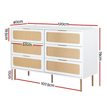 Load image into Gallery viewer, Artiss Chest of 6 Drawers Lowboy Cabinet White