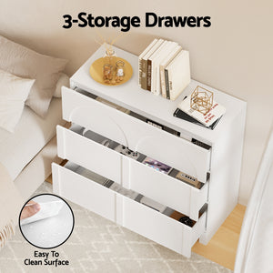 Artiss 3 Chest of Drawers Lowboy Dresser Cabinet White