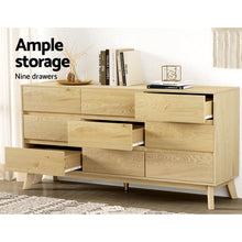 Load image into Gallery viewer, 9 Chest of Drawers Tallboy Cabinet - XAVI Pine