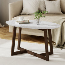 Load image into Gallery viewer, Artiss Coffee Table Oval Marble Effect