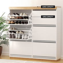 Load image into Gallery viewer, Artiss Shoe Rack Cabinet 3-Tier 45 Pairs White
