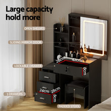 Load image into Gallery viewer, Artiss Dressing Table Vanity Desk Set Stool Led Black