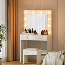 Load image into Gallery viewer, Artiss Dressing Table Vanity Desk Set Stool 10 Led Bulbs White