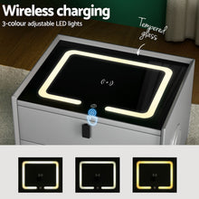 Load image into Gallery viewer, Artiss Smart Bedside Table with Wireless Charging - AIKA Grey