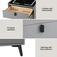 Load image into Gallery viewer, Artiss Smart Bedside Table with Wireless Charging - AIKA Grey