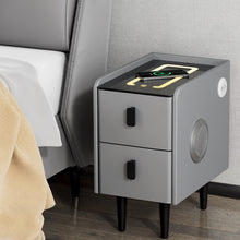 Load image into Gallery viewer, Smart Bedside Table 2 Drawers with Wireless Charging Ports LED Grey AIDA
