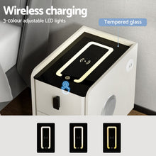 Load image into Gallery viewer, Artiss Smart Bedside Table with Wireless Charging - AIDA White
