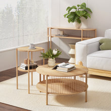 Load image into Gallery viewer, Artiss Coffee Table 2-Tier Round Wood