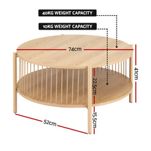 Load image into Gallery viewer, Artiss Coffee Table 2-Tier Round Wood