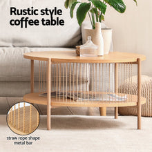 Load image into Gallery viewer, Artiss Coffee Table 2-Tier Round Wood