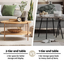 Load image into Gallery viewer, Artiss Coffee Table 2-Tier Round Wood