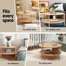 Load image into Gallery viewer, Artiss Coffee Table 2-Tier Round Wood