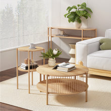 Load image into Gallery viewer, Artiss Coffee Table 2-Tier Round Wood