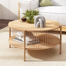 Load image into Gallery viewer, Artiss Coffee Table 2-Tier Round Wood