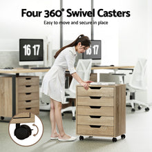 Load image into Gallery viewer, Artiss 5-Drawer Filing Cabinet Mobile Rolling Storage Cabinet Chest of Drawers Stand Scratch Beige