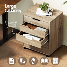 Load image into Gallery viewer, Artiss 5-Drawer Filing Cabinet Mobile Rolling Storage Cabinet Chest of Drawers Stand Scratch Beige