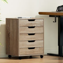 Load image into Gallery viewer, Artiss 5-Drawer Filing Cabinet Mobile Rolling Storage Cabinet Chest of Drawers Stand Scratch Beige