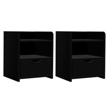 Load image into Gallery viewer, Artiss 2X Bedside Table 1 Drawer with Shelf - FARA Black
