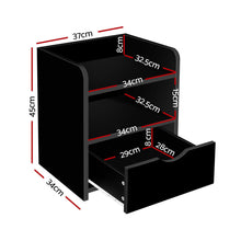 Load image into Gallery viewer, Artiss 2X Bedside Table 1 Drawer with Shelf - FARA Black