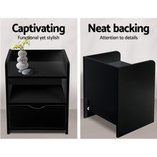 Load image into Gallery viewer, Artiss 2X Bedside Table 1 Drawer with Shelf - FARA Black