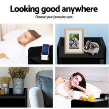 Load image into Gallery viewer, Artiss 2X Bedside Table 1 Drawer with Shelf - FARA Black