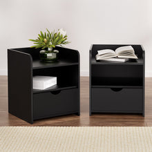 Load image into Gallery viewer, Artiss 2X Bedside Table 1 Drawer with Shelf - FARA Black