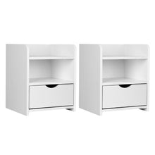 Load image into Gallery viewer, Artiss 2X Bedside Table 1 Drawer with Shelf - FARA White